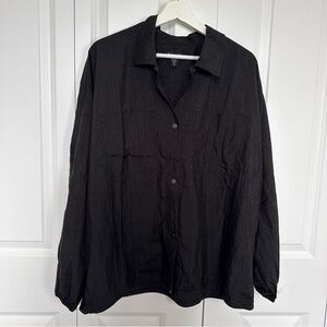 Athleta Lunar Sheen Snap Shirt w/ Pockets Lightweight Women’s Size XL Black NWOT
